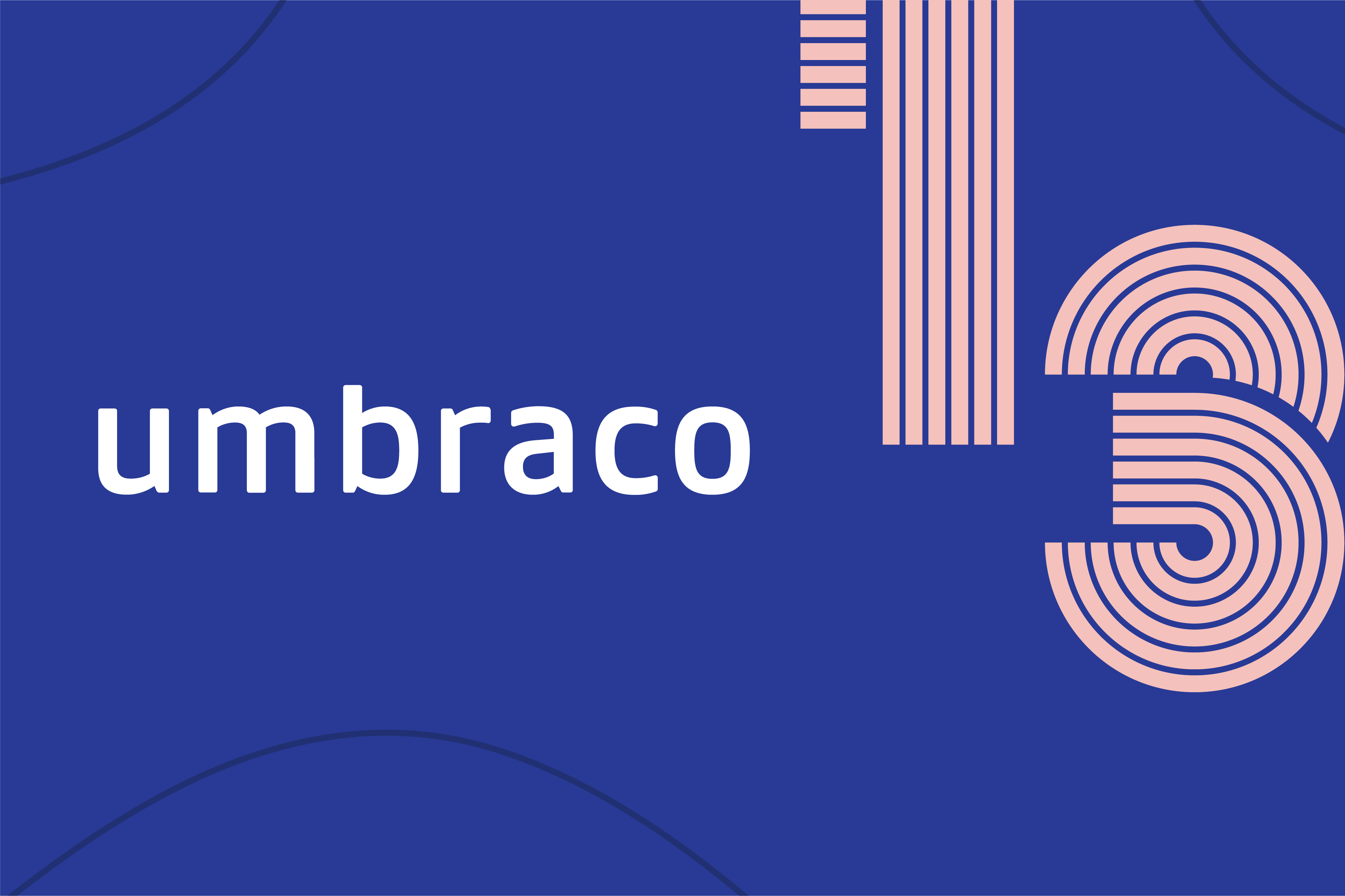 Umbraco logo with the number 13 against a blue background